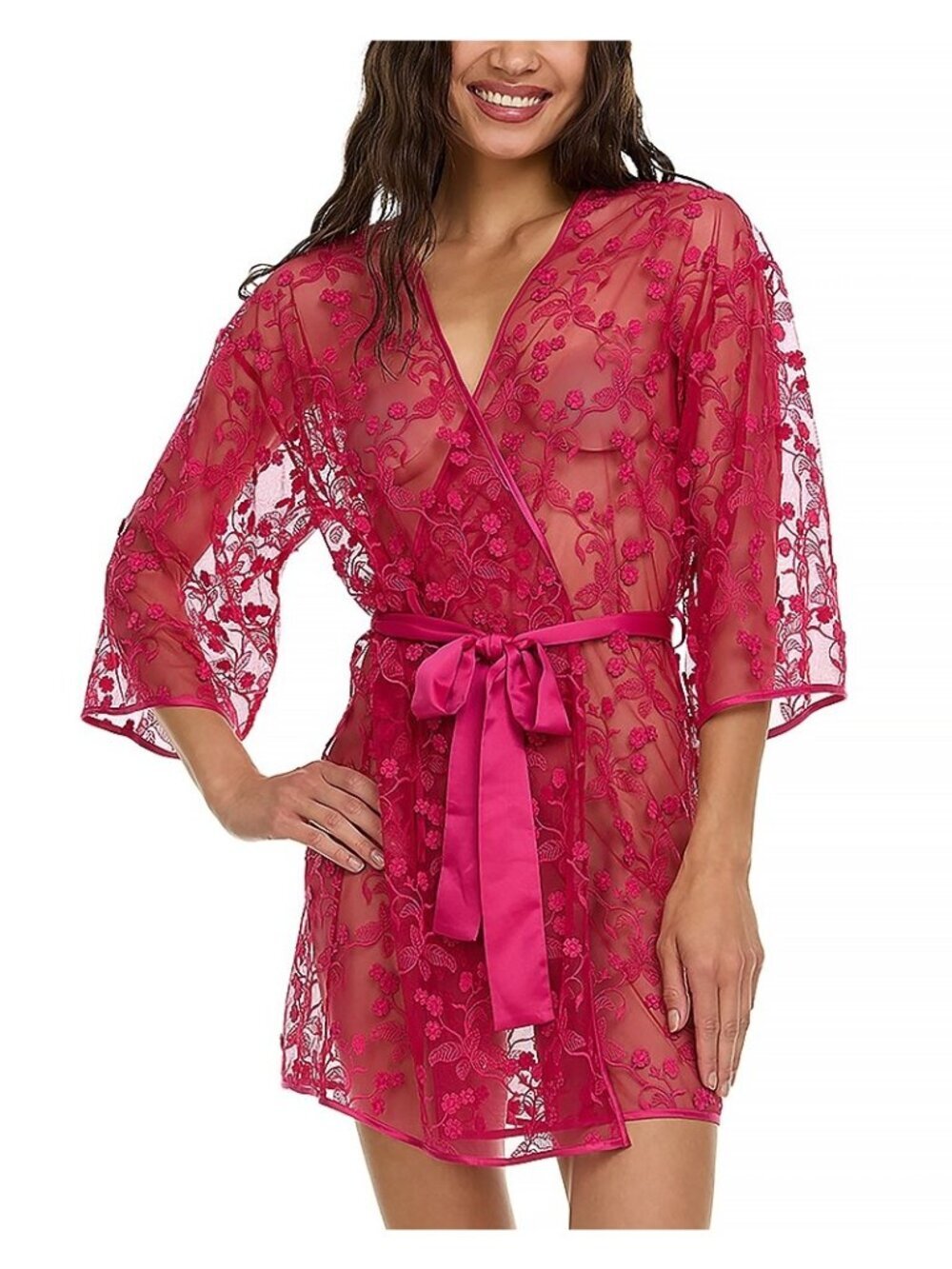 Flora Nikrooz Meg Embroidered Wrap Robe